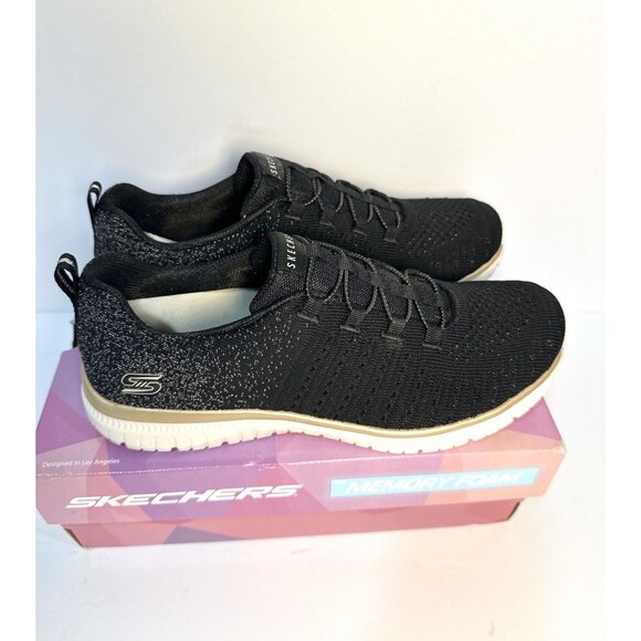 Skechers Women’s Size 9 Black Memory Foam Sneakers Machine Washable Vegan NIB - Picture 3 of 9